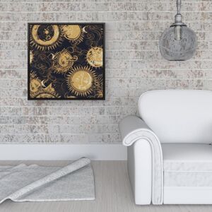 WRT Ltd Moon and Sun Gold Blue Framed Canvas - 16" x 16" - Black WRT Ltd Moon and Sun Gold Blue Framed Canvas - 16" x 16" - Black