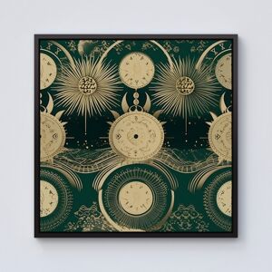 WRT Ltd Green Moon and Sun Abstract Pattern Framed Canvas - 10" x 10" - Black WRT Ltd Green Moon and Sun Abstract Pattern Framed Canvas - 10" x 10" - Black