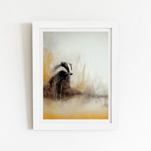 WRT Ltd Badger Watercolour Art Prints - 12" x 16" - White frame WRT Ltd Badger Watercolour Art Prints - 12" x 16" - White frame
