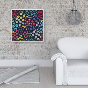 WRT Ltd Multicoloured Flower Pattern Framed Canvas - 16" x 16" - White WRT Ltd Multicoloured Flower Pattern Framed Canvas - 16" x 16" - White