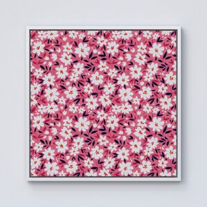 WRT Ltd Small Cute White Flower Pattern Framed Canvas - 10" x 10" - White WRT Ltd Small Cute White Flower Pattern Framed Canvas - 10" x 10" - White