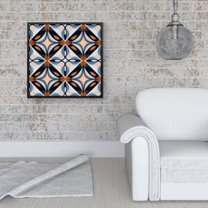 WRT Ltd Brown And Blue Geometric Pattern Framed Canvas - 16" x 16" - Black WRT Ltd Brown And Blue Geometric Pattern Framed Canvas - 16" x 16" - Black