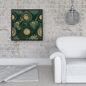 WRT Ltd Abstract Green Gold Moon Pattern Framed Canvas - 16" x 16" - Black WRT Ltd Abstract Green Gold Moon Pattern Framed Canvas - 16" x 16" - Black