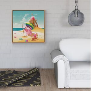 WRT Ltd Piglet On A Beach Holiday Framed Canvas - 30" x 30" - Pine WRT Ltd Piglet On A Beach Holiday Framed Canvas - 30" x 30" - Pine