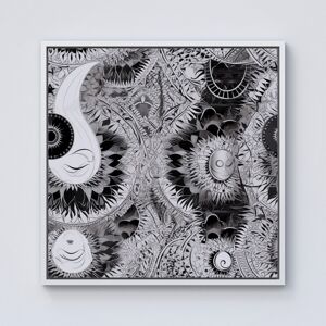 WRT Ltd Abstract Moon and Sun Framed Canvas - 10" x 10" - White WRT Ltd Abstract Moon and Sun Framed Canvas - 10" x 10" - White