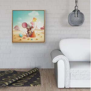 WRT Ltd A Mouse On A Beach Holiday Framed Canvas - 40" x 40" - Pine WRT Ltd A Mouse On A Beach Holiday Framed Canvas - 40" x 40" - Pine