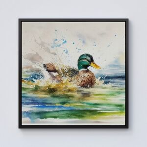 WRT Ltd Splashing Mallard Watercolour Framed Canvas - 10" x 10" - Black WRT Ltd Splashing Mallard Watercolour Framed Canvas - 10" x 10" - Black