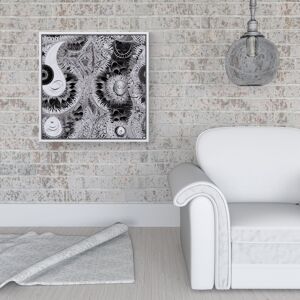 WRT Ltd Abstract Moon and Sun Framed Canvas - 16" x 16" - White WRT Ltd Abstract Moon and Sun Framed Canvas - 16" x 16" - White