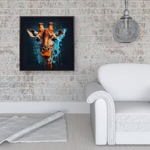 WRT Ltd Blue Giraffe Face Splashart Framed Canvas - 16" x 16" - Black WRT Ltd Blue Giraffe Face Splashart Framed Canvas - 16" x 16" - Black