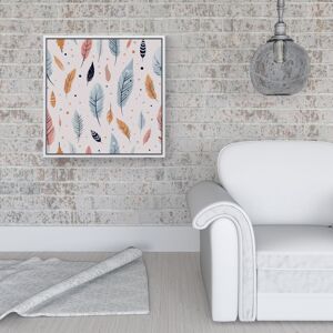 WRT Ltd Pastel Feather Pattern Framed Canvas - 16" x 16" - White WRT Ltd Pastel Feather Pattern Framed Canvas - 16" x 16" - White
