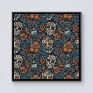 WRT Ltd Dia De Los Muertos Skulls Pattern Framed Canvas - 10" x 10" - Black WRT Ltd Dia De Los Muertos Skulls Pattern Framed Canvas - 10" x 10" - Black