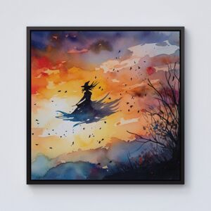 WRT Ltd A Watercolor Featuring A Graceful Witch Framed Canvas - 10" x 10" - Black WRT Ltd A Watercolor Featuring A Graceful Witch Framed Canvas - 10" x 10" - Black