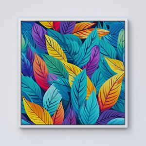 WRT Ltd Bright Colourful Leaves Framed Canvas - 10" x 10" - White WRT Ltd Bright Colourful Leaves Framed Canvas - 10" x 10" - White