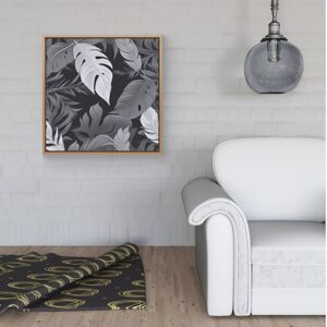 WRT Ltd Black White Tropical Leaves Framed Canvas - 30" x 30" - Pine WRT Ltd Black White Tropical Leaves Framed Canvas - 30" x 30" - Pine