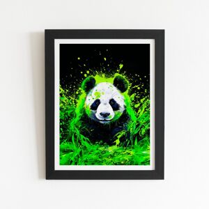 WRT Ltd Green Splashart Panda Face Art Prints - 8" x 10" - Black frame WRT Ltd Green Splashart Panda Face Art Prints - 8" x 10" - Black frame
