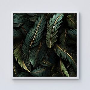 WRT Ltd Green and Gold Leaves Framed Canvas - 10" x 10" - White WRT Ltd Green and Gold Leaves Framed Canvas - 10" x 10" - White