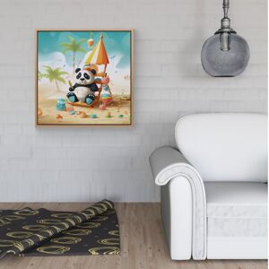 WRT Ltd Happy Panda On A Beach Holiday Framed Canvas - 40" x 40" - Black WRT Ltd Happy Panda On A Beach Holiday Framed Canvas - 40" x 40" - Black