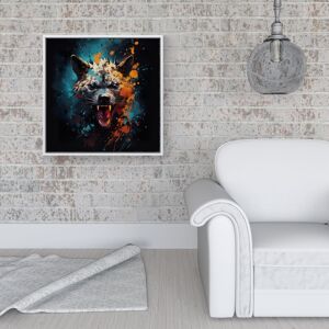 WRT Ltd Splashart Angry Hyena Face Framed Canvas - 16" x 16" - White WRT Ltd Splashart Angry Hyena Face Framed Canvas - 16" x 16" - White