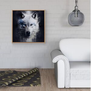 WRT Ltd White Wolf Face Splashart Dark Backgrouns Framed Canvas - 30" x 30" - Pine WRT Ltd White Wolf Face Splashart Dark Backgrouns Framed Canvas - 30" x 30" - Pine