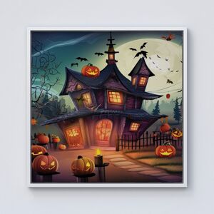 WRT Ltd Spooky Halloween House Framed Canvas - 10" x 10" - White WRT Ltd Spooky Halloween House Framed Canvas - 10" x 10" - White