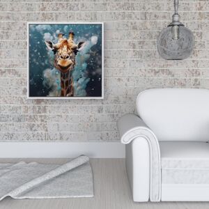 WRT Ltd Splashart Giraffe Face Framed Canvas - 16" x 16" - White WRT Ltd Splashart Giraffe Face Framed Canvas - 16" x 16" - White
