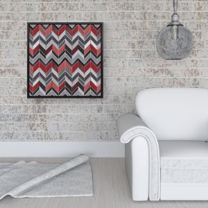 WRT Ltd Red Grey Geometric Pattern Framed Canvas - 16" x 16" - Black WRT Ltd Red Grey Geometric Pattern Framed Canvas - 16" x 16" - Black