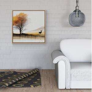 WRT Ltd Autumn Landscape Stag Watercolour Framed Canvas - 30" x 30" - White WRT Ltd Autumn Landscape Stag Watercolour Framed Canvas - 30" x 30" - White