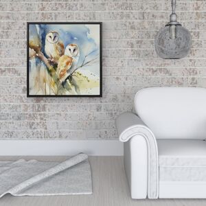 WRT Ltd Barn Owls Watercolour Framed Canvas - 16" x 16" - Black WRT Ltd Barn Owls Watercolour Framed Canvas - 16" x 16" - Black