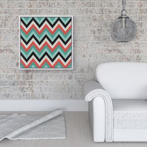 WRT Ltd Geometric Colored Chevron Pattern Framed Canvas - 16" x 16" - White WRT Ltd Geometric Colored Chevron Pattern Framed Canvas - 16" x 16" - White