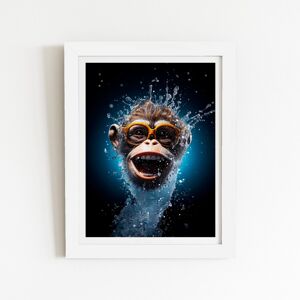 WRT Ltd Splashart Cheeky Chimp Face Art Prints - 20" x 30" - Black frame WRT Ltd Splashart Cheeky Chimp Face Art Prints - 20" x 30" - Black frame