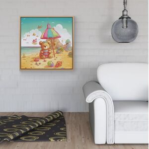 WRT Ltd Teddy Bead On A Beach Holiday Framed Canvas - 30" x 30" - White WRT Ltd Teddy Bead On A Beach Holiday Framed Canvas - 30" x 30" - White