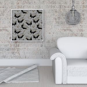 WRT Ltd Black And Gold Fire Bird Silhouettes Framed Canvas - 16" x 16" - White WRT Ltd Black And Gold Fire Bird Silhouettes Framed Canvas - 16" x 16" - White