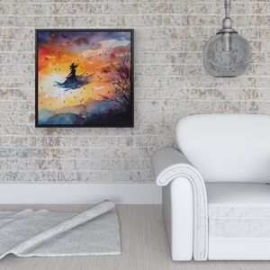 WRT Ltd A Watercolor Featuring A Graceful Witch Framed Canvas - 16" x 16" - Black WRT Ltd A Watercolor Featuring A Graceful Witch Framed Canvas - 16" x 16" - Black