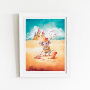 WRT Ltd Mouse On A Beach Holiday Art Prints - 24" x 36" - Black frame WRT Ltd Mouse On A Beach Holiday Art Prints - 24" x 36" - Black frame