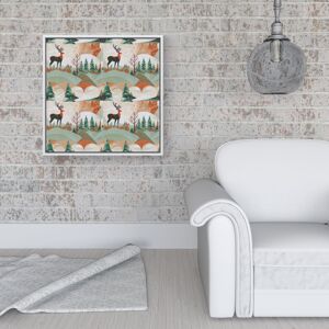 WRT Ltd Reindeer On A Snowy Landscape Pattern Framed Canvas - 16" x 16" - White WRT Ltd Reindeer On A Snowy Landscape Pattern Framed Canvas - 16" x 16" - White