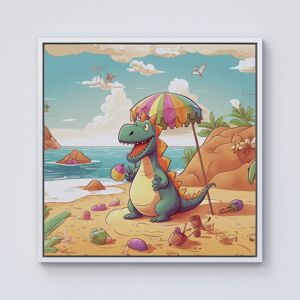 WRT Ltd Dragon On A Beach Holiday Framed Canvas - 10" x 10" - White WRT Ltd Dragon On A Beach Holiday Framed Canvas - 10" x 10" - White