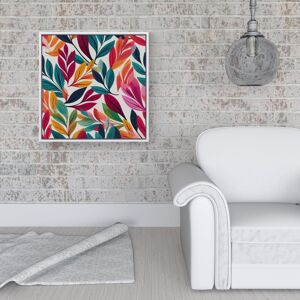 WRT Ltd Bright Leaves Pattern Framed Canvas - 16" x 16" - White WRT Ltd Bright Leaves Pattern Framed Canvas - 16" x 16" - White