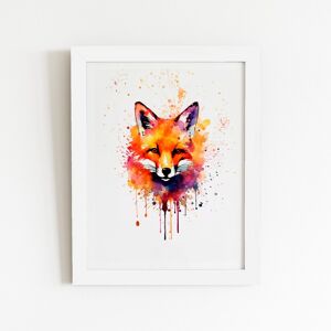 WRT Ltd Watercolour Splashart Fox Face Art Prints - 20" x 30" - White frame WRT Ltd Watercolour Splashart Fox Face Art Prints - 20" x 30" - White frame