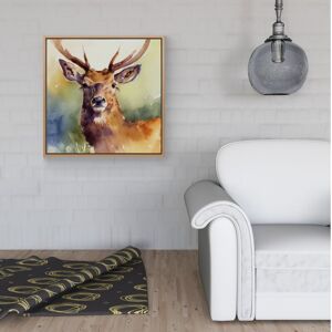 WRT Ltd Splendid Stag Watercolour Framed Canvas - 30" x 30" - White WRT Ltd Splendid Stag Watercolour Framed Canvas - 30" x 30" - White