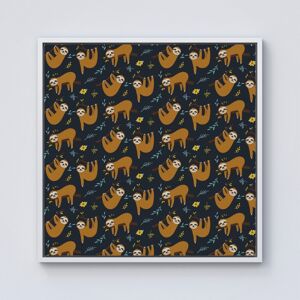 WRT Ltd Cute Sloths Framed Canvas - 10" x 10" - White WRT Ltd Cute Sloths Framed Canvas - 10" x 10" - White