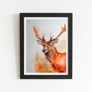 WRT Ltd Majestic Stag Watercolour Art Prints - 8" x 10" - Black frame WRT Ltd Majestic Stag Watercolour Art Prints - 8" x 10" - Black frame