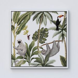 WRT Ltd Tropical Sloths Framed Canvas - 10" x 10" - White WRT Ltd Tropical Sloths Framed Canvas - 10" x 10" - White