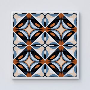WRT Ltd Brown And Blue Geometric Pattern Framed Canvas - 10" x 10" - White WRT Ltd Brown And Blue Geometric Pattern Framed Canvas - 10" x 10" - White