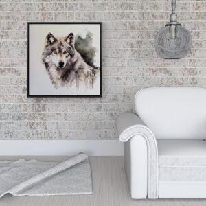 WRT Ltd Loyal Wolf Watercolour Framed Canvas - 16" x 16" - Black WRT Ltd Loyal Wolf Watercolour Framed Canvas - 16" x 16" - Black