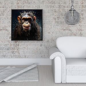 WRT Ltd Realistic Monkey Face Splashart Framed Canvas - 16" x 16" - Black WRT Ltd Realistic Monkey Face Splashart Framed Canvas - 16" x 16" - Black
