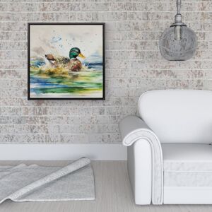 WRT Ltd Splashing Mallard Watercolour Framed Canvas - 16" x 16" - Black WRT Ltd Splashing Mallard Watercolour Framed Canvas - 16" x 16" - Black