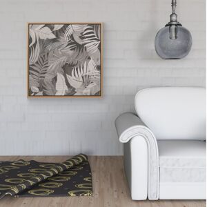 WRT Ltd Grey Brown Tropical Leaves Framed Canvas - 30" x 30" - Pine WRT Ltd Grey Brown Tropical Leaves Framed Canvas - 30" x 30" - Pine