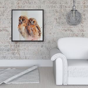 WRT Ltd Loving Tawny Owls Watercolour Framed Canvas - 16" x 16" - Black WRT Ltd Loving Tawny Owls Watercolour Framed Canvas - 16" x 16" - Black