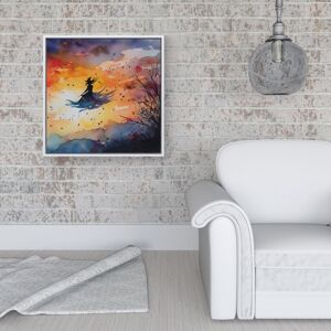 WRT Ltd A Watercolor Featuring A Graceful Witch Framed Canvas - 16" x 16" - White WRT Ltd A Watercolor Featuring A Graceful Witch Framed Canvas - 16" x 16" - White