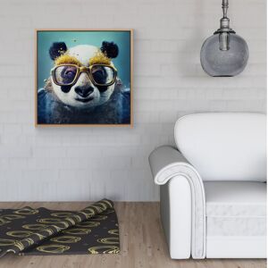 WRT Ltd Panda With Golden Glasses Splashart Framed Canvas - 30" x 30" - Black WRT Ltd Panda With Golden Glasses Splashart Framed Canvas - 30" x 30" - Black
